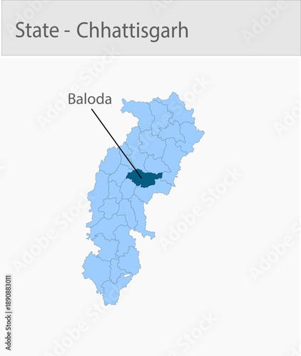 Baloda-Chhattisgarh_Map_Chhattisgarh detailed map illustration graphic for educational reference, geographic visualization, design layouts, presentati
