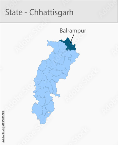 Balrampur-Chhattisgarh_Map_Chhattisgarh detailed map illustration graphic for educational reference, geographic visualization, design layouts, present