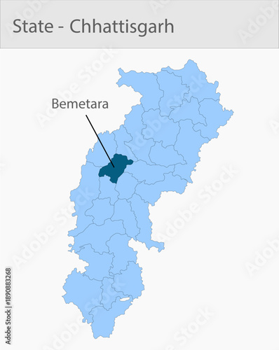 Bemetara-Chhattisgarh_Map_Chhattisgarh detailed map illustration graphic for educational reference, geographic visualization, design layouts, presenta