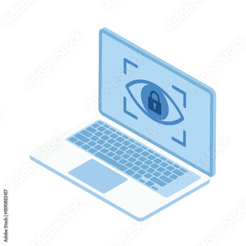 Laptop screen scan with lock, endpoint detection illustration for antivirus scan training, malware response session, device compliance audit workshop