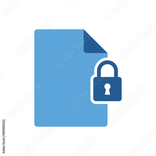 Information governance poster, encrypted file document with padlock, data protection session graphic, isometric vector for privacy policy and audit readiness