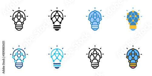 Innovation icons set multiple style collection. Editable stroke 
