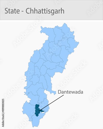 Dantewada-Chhattisgarh_Map_Chhattisgarh detailed map illustration graphic for educational reference, geographic visualization, design layouts, present