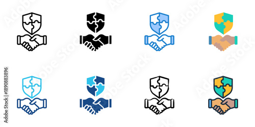Trust Building icons set multiple style collection. Editable stroke 
