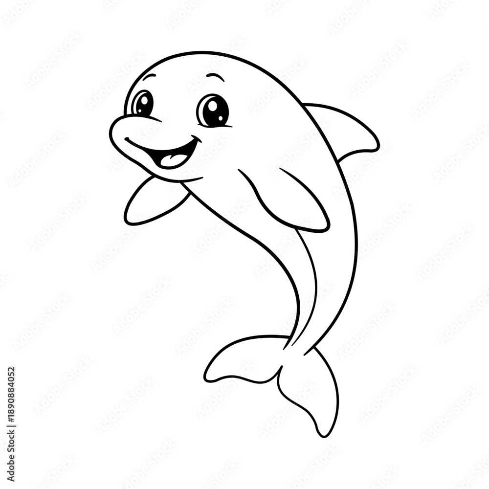 Naklejka premium Dolphin playful Line art for coloring book