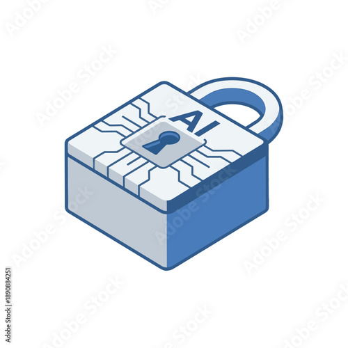 AI security padlock icon, privacy conference branding, data protection workshop, encryption fundamentals session, zero trust architecture talk, cybersecurity event vector