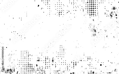 Grunge halftone black and white horizontal. Grayscale abstract texture for design and decoration. Black and white halftone the background stains, cracks, chips. Vintage old texture halftone. 