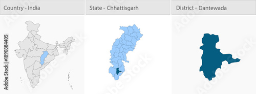 Dantewada_city_Map_Chhattisgarh detailed map illustration graphic for educational reference, geographic visualization, design layouts, presentations,