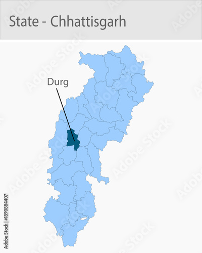 Durg-Chhattisgarh_Map_Chhattisgarh detailed map illustration graphic for educational reference, geographic visualization, design layouts, presentation