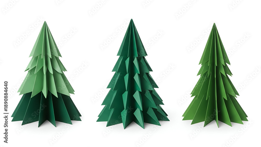 Fototapeta premium Three intricately crafted paper christmas trees