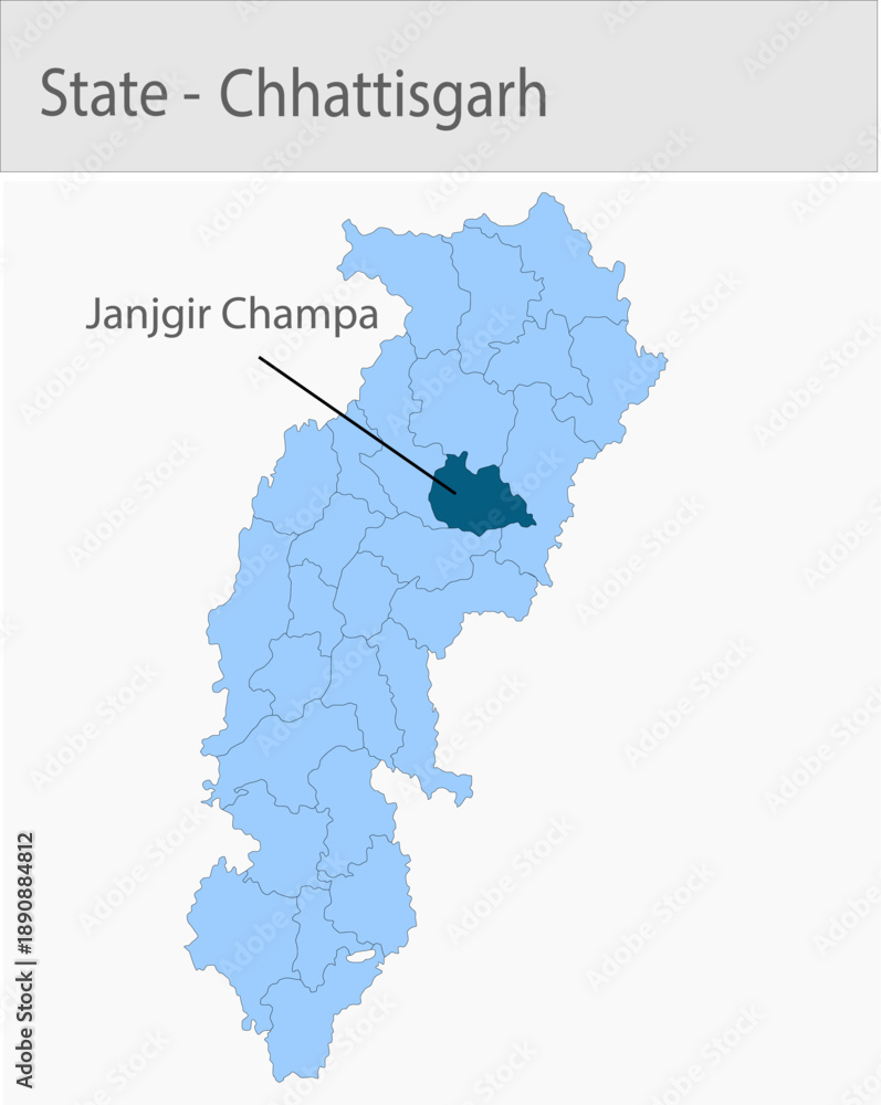 Obraz premium Janjgir_Champa-Chhattisgarh_Map_Chhattisgarh detailed map illustration graphic for educational reference, geographic visualization, design layouts, pr