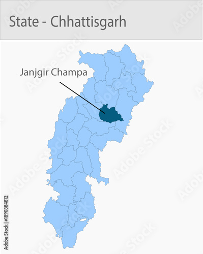 Janjgir_Champa-Chhattisgarh_Map_Chhattisgarh detailed map illustration graphic for educational reference, geographic visualization, design layouts, pr