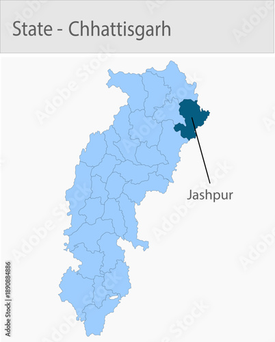 Jashpur-Chhattisgarh_Map_Chhattisgarh detailed map illustration graphic for educational reference, geographic visualization, design layouts, presentat