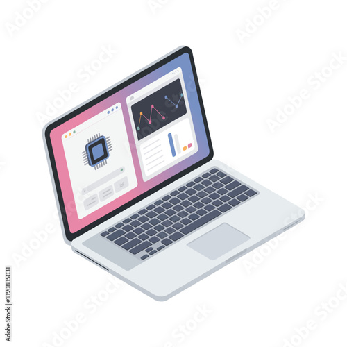 Creative laptop screen vector illustration showing layout for ui ux design course, writing workshop, digital magazine, online publishing seminar banner