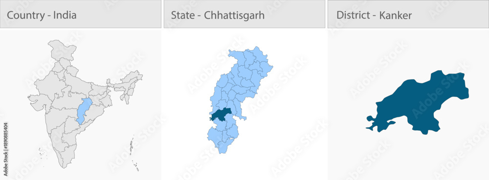 Fototapeta premium Kanker_city_Map_Chhattisgarh detailed map illustration graphic for educational reference, geographic visualization, design layouts, presentations, dig