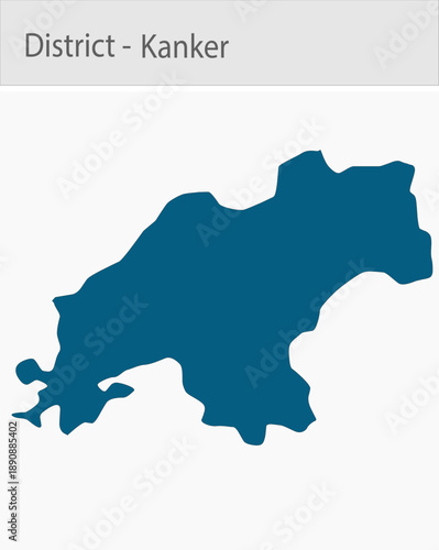 Kanker_Map_Chhattisgarh detailed map illustration graphic for educational reference, geographic visualization, design layouts, presentations, digital