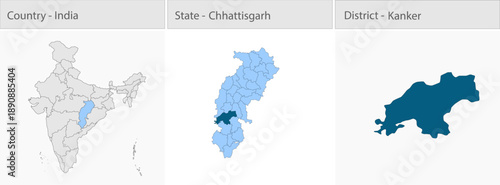 Kanker_city_Map_Chhattisgarh detailed map illustration graphic for educational reference, geographic visualization, design layouts, presentations, dig