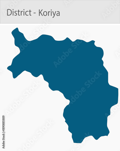 Koriya_Map_Chhattisgarh detailed map illustration graphic for educational reference, geographic visualization, design layouts, presentations, digital