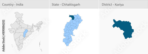 Koriya_city_Map_Chhattisgarh detailed map illustration graphic for educational reference, geographic visualization, design layouts, presentations, dig