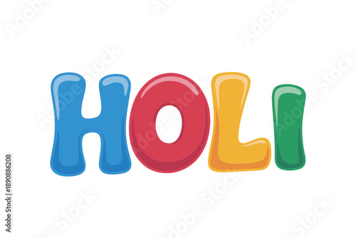 Holi bold letter logo vector, colorful type for spring festival poster, sale banner, brand free greeting, social sticker, celebration design.