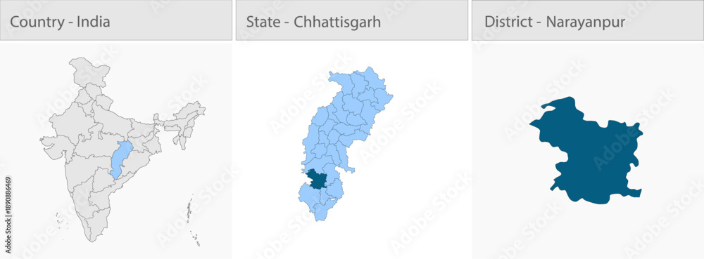 Fototapeta premium Narayanpur_city_Map_Chhattisgarh detailed map illustration graphic for educational reference, geographic visualization, design layouts, presentations,