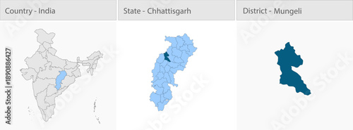 Mungeli_city_Map_Chhattisgarh detailed map illustration graphic for educational reference, geographic visualization, design layouts, presentations, di