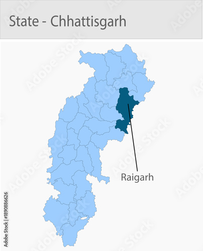 Raigarh-Chhattisgarh_Map_Chhattisgarh detailed map illustration graphic for educational reference, geographic visualization, design layouts, presentat