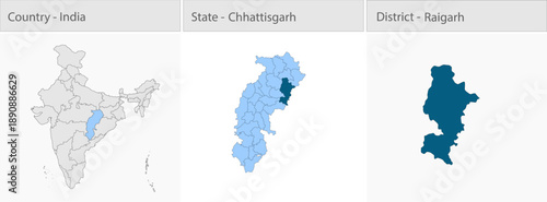 Raigarh_city_Map_Chhattisgarh detailed map illustration graphic for educational reference, geographic visualization, design layouts, presentations, di