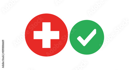 A simple graphic displays a red circle with a white cross and a green circle with a checkmark