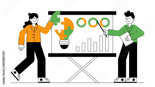 Professional team collaborating on a puzzle board for business strategy