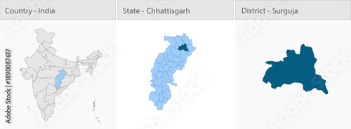 Surguja_city_Map_Chhattisgarh detailed map illustration graphic for educational reference, geographic visualization, design layouts, presentations, di