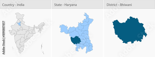 Bhiwani City Map_Haryana detailed map illustration graphic for educational reference, geographic visualization, design layouts, presentations, digital