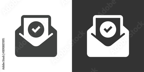 Verified Email icon. Solid glyph series icon