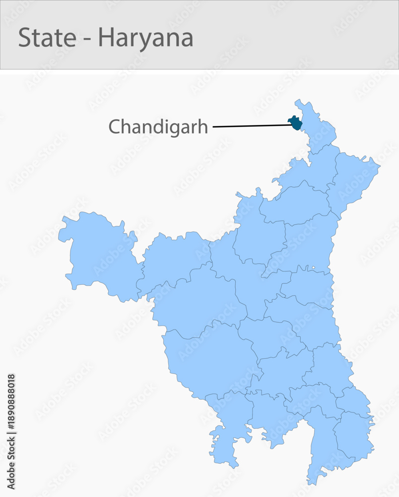 Fototapeta premium Chandigarh-Haryana Map_Haryana detailed map illustration graphic for educational reference, geographic visualization, design layouts, presentations, d
