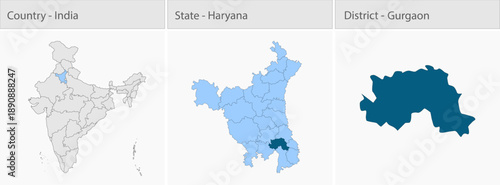 Gurgaon City Map_Haryana detailed map illustration graphic for educational reference, geographic visualization, design layouts, presentations, digital