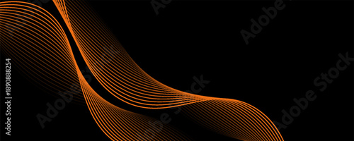 Abstract background with lines and waves. Banner. Element for design. Vector background for brochure, booklet, flyer. Event poster. Orange and black gradient