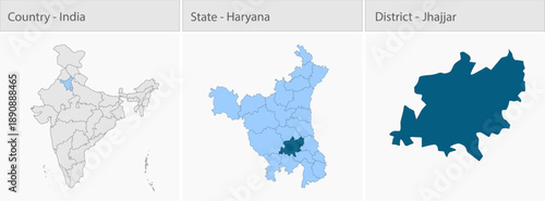 Jhajjar City Map_Haryana detailed map illustration graphic for educational reference, geographic visualization, design layouts, presentations, digital