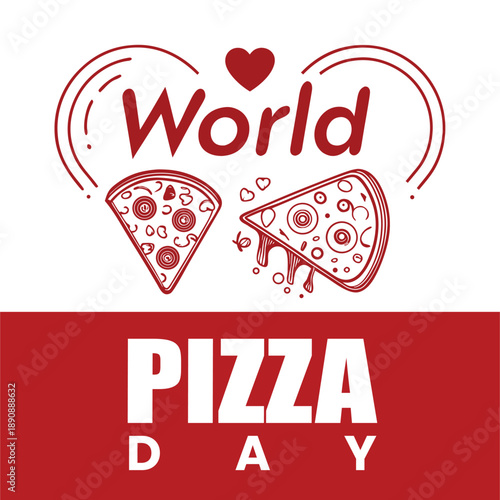 Red banner World Pizza Day text with slices vector