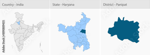 Panipat City_Haryana detailed map illustration graphic for educational reference, geographic visualization, design layouts, presentations, digital med