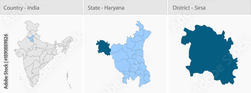 Sirsa City Map_Haryana detailed map illustration graphic for educational reference, geographic visualization, design layouts, presentations, digital m