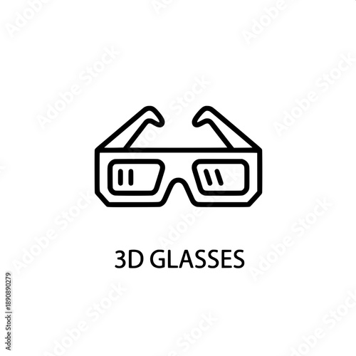 3D Glasses Icon Vector Graphic of Eyewear for Watching Movies and Virtual Reality Experiences