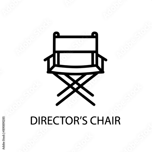 Director's chair icon, movie set furniture for filmmaking and creative production