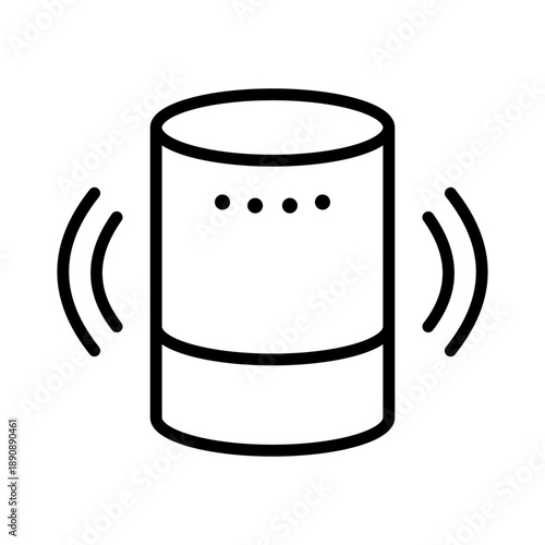 Smart voice assistant speaker, linear icon. Voice control, artificial intelligence, audio device and wireless speaker. Line with editable stroke