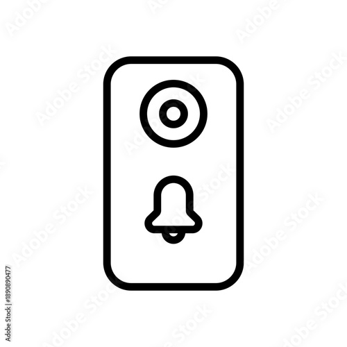 Video doorbell with camera, linear icon. Front door security, visitor monitoring, intercom and smart access. Line with editable stroke