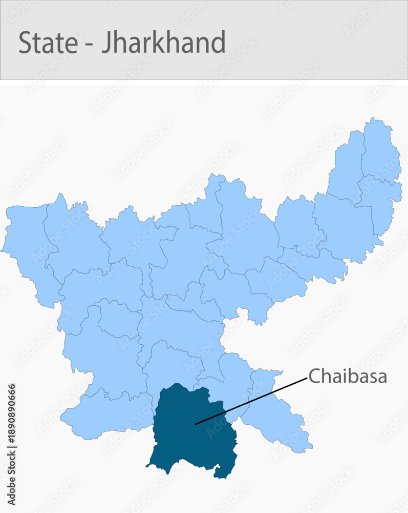 Fototapeta premium Chaibasa-Jharkhand_Map detailed map illustration graphic for educational reference, geographic visualization, design layouts, presentations, digital m