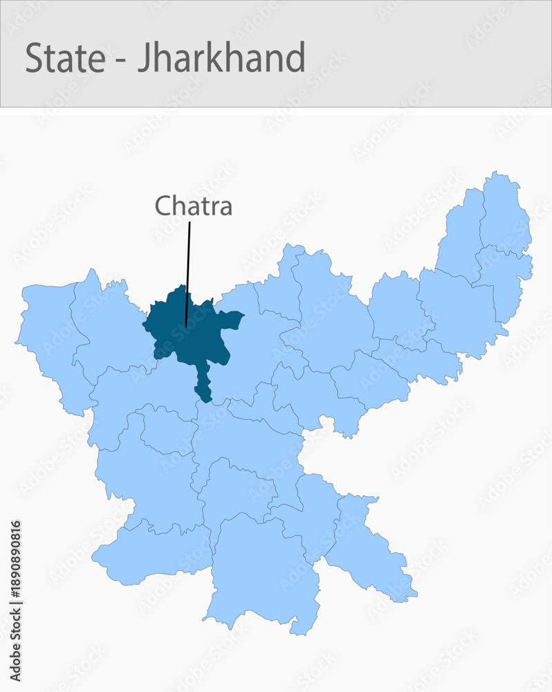 Fototapeta premium Chatra-Jharkhand_Map detailed map illustration graphic for educational reference, geographic visualization, design layouts, presentations, digital med