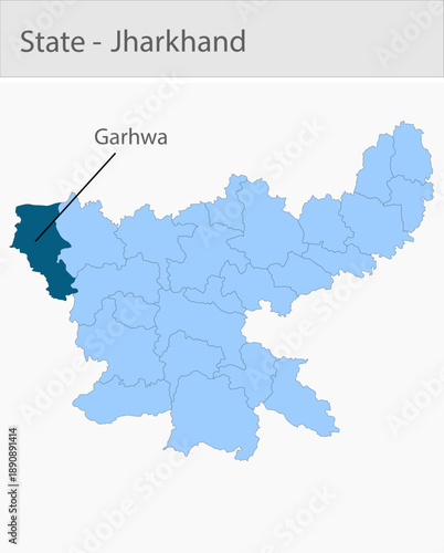 Garhwa-Jharkhand_Map detailed map illustration graphic for educational reference, geographic visualization, design layouts, presentations, digital med