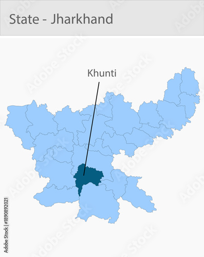 Khunti-Jharkhand_Map detailed map illustration graphic for educational reference, geographic visualization, design layouts, presentations, digital med