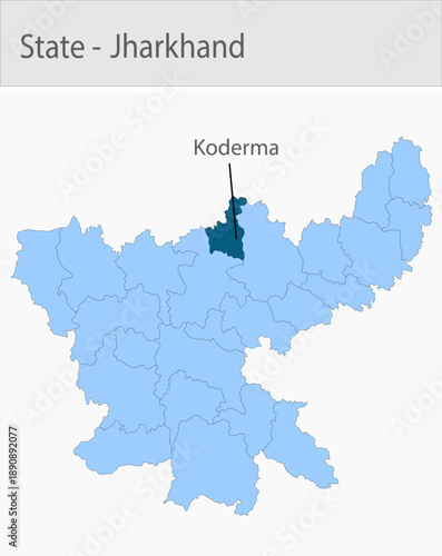Koderma-Jharkhand_Map detailed map illustration graphic for educational reference, geographic visualization, design layouts, presentations, digital me