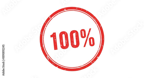 A red circular stamp displays the text 100 indicating completeness or full satisfaction high quality professional detailed modern